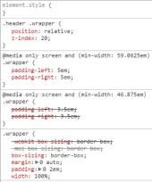 Screen snip of media query code from wellingtonnz.com